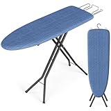 SONGMICS Ironing Board, Foldable Iron Board, Height Adjustable up to 35 Inches, with 4 Layered Cover and Pad, Iron Rest, Hook, Steel X-Legs, for Home, Laundry Room, Dorm, Midnight Blue ULLB001Q01