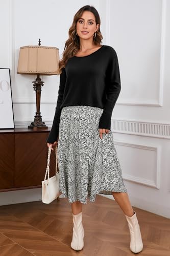 Arach&Cloz Womens Wool Boat Neck Sweater Outfit Long Sleeve Casual Loose Pullover Trendy Tops 20244