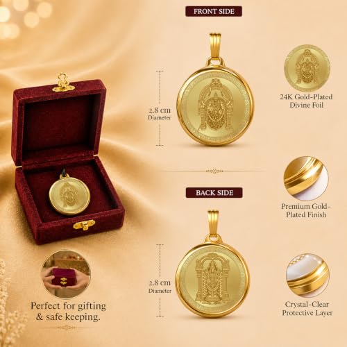 Image of DIVINITI 24K Gold Plated Double-Sided Religious Pendant with Premium Gift Box, Spiritual Locket for Men & Women, Devotional Jewellery for Gifting & Everyday Wear