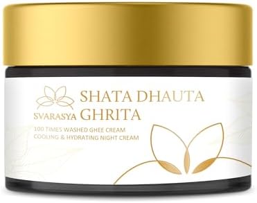 Svarasya Shata Dhauta Ghrita - Natural Desi Ghee Anti Aging Night Cream for Women & Men (100 Times Washed Ghee) | Even Skin Glow, Nourishing & Moisturising Ayurveda Cream - 25 Gms