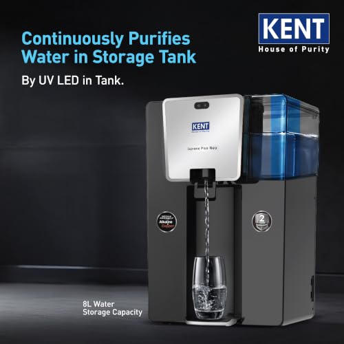 Image of KENT Supreme Plus Neo RO Water Purifier | 2 Yrs Comprehensive Warranty* | No Service Cost for 2 Yrs | RO+UF+UV+Alk+Cu+TDS Control+UV In-Tank | 8L | 20LP /Hr | Ideal For Borewell /Tanker /Municipal Water
