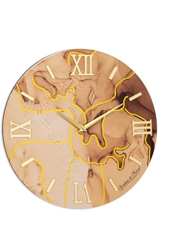Giardini di Marzo Orologio Da Parere in legno Rifinito in resina lucida e applicazioni in plex diametro 40 (TORTORA)