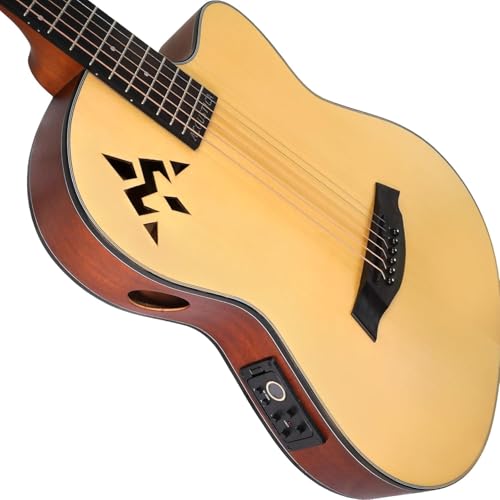 Image of Kadence OF01-EQ Acoustica 39 inch Electro Acoustic Guitar | Slim Body Cutaway | Spruce Wood | Built-in Pickup + 3 Band EQ | Comes with Bag | Includes Learning Course | Natural