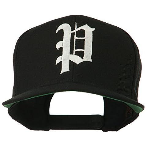 e4Hats.com Old English P Embroidered Flat Bill Cap - Black OSFM Cover