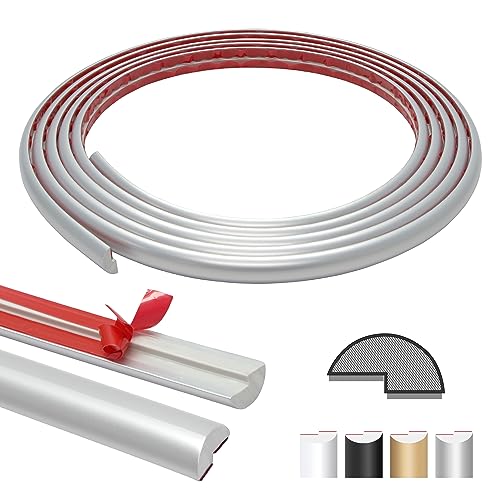 The Tiles Plaza Peel and Stick Tile Edge Trim for Backsplash Tile, 15 Feet Self-Adhesive PVC Trim Molding Decorative Trim, Matte Silver