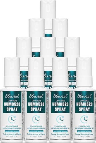 Image of Ebanel 10-Pack 5% Lidocaine Spray Pain Relief Numb520 Burn Itch Relief Numbing Spray for Skin, Topical Anesthetic Postpartum Hemorrhoid Treatment with Phenylephrine for Local and Anorectal Uses