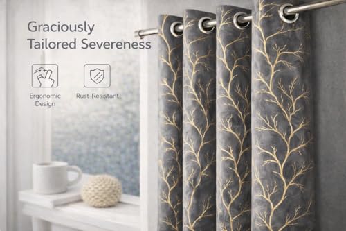 Image of Velvet 11 Feet Blackout Curtain Panels, 70% Light-Blocking Heavy Thermal Insulated Drapes Set of 1 (335 * 121cm, Grey)