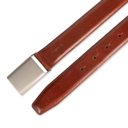 Haggar Men's Plaque Buckle Leather Dress Belt for Dress Pants, Suits - Business, Formal, Modern, Tailored Style 5