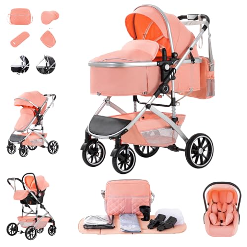 Zkiprm Kinderwagen 3 in 1 Kombikinderwagen Reisesysteme mit Babyschale, bis...