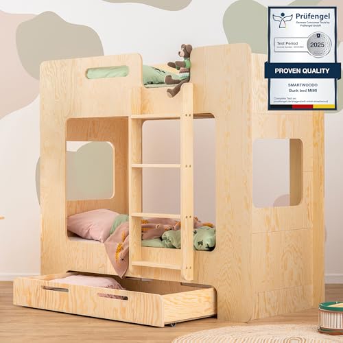 SMARTWOOD Kinderbett Mimi DP - Leiter Rechts Etagenbett 90x190 mit...