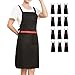 12 sztuk fartuch szefa kuchni z kieszeniami, regulowany fartuch na szelkach do gotowania w kuchni BBQ, podwójny fartuch na ramię typu H,Black,22.8"x30.7"