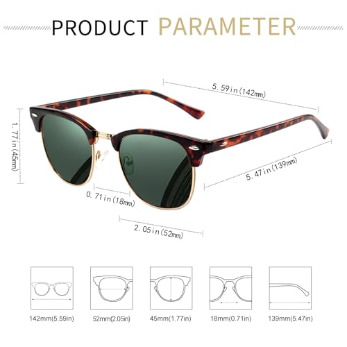 KANASTAL Semi Rimless Polarised Sunglasses Men Women Classic Horn Rimmed Frame UV400 Half Frame Shades4