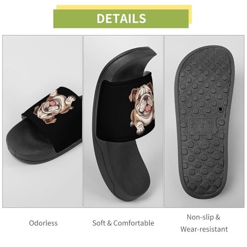 English Bulldog PVC Home Slippers Non-Slip Shower Shoes Casual Bathroom Slippers for Women Men 7
