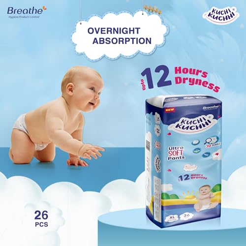 Image of Premium super soft baby diaper with a 3D bubble top and super absorbent core | Added active leak barriers and wetness indicators - XL Size, 52 Count
