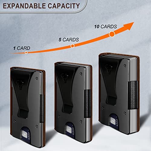BULLIANT Mens Money Clip, Slim Leather Wallet Card Case For Men Expandable for 11 Cards RFID Blocking3