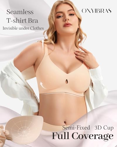 Image of Smooth V Jelly Bras for Women No Underwire Seamless Plunge Bralettes T Shirt Sleep Everyday Bra with Bra Extender