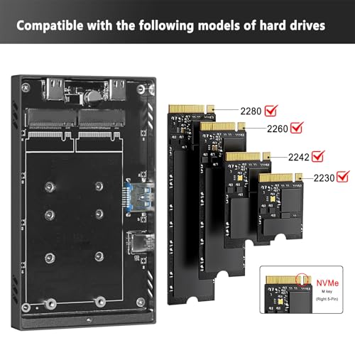 Caja externa dual para SSD M.2 NVMe aluminio USB 3.2 miniatura 3