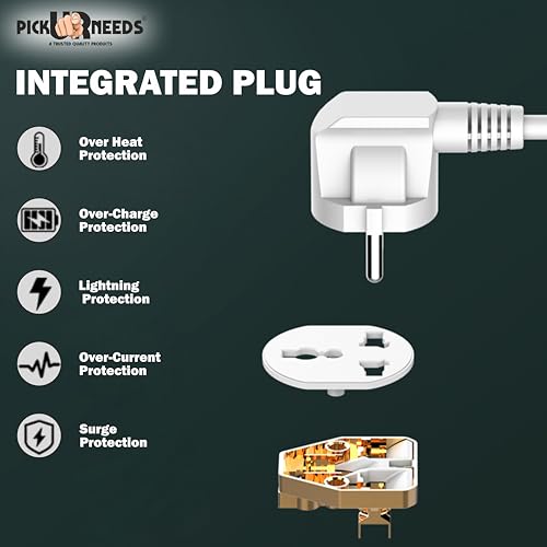 Image of Pick Ur Needs Extension Cord /Board /Power Strip with 4 USB Charging Ports and 6 Socket -10 Amp for Multiple Electronic Devices Smartphone Tablet Laptop
