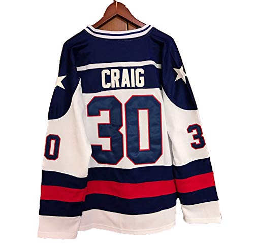 Yajun Mike Eruzione #21 /O'Callahan#17 /Jim Craig #30 1980 Miracle USA Camisetas Hockey Jersey sobre Hielo Película NHL Hombre Ropa Respirable T-Shirt de Manga Larga,30-White,M/50