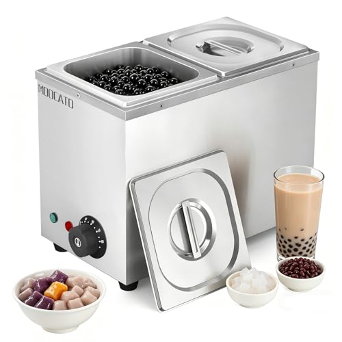 MOOTACO Schokolade Schmelztiegel Schokolade Temperiermaschine 2 Töpfen Elektrische Schokolade Schmelzgerät Schmelzmaschine Edelstahl 2x1/6 GN Behälter Wasserbad Speisenwärmer Tapioka-Perlenwärmer