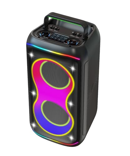 GREEN KEEPER 80W Bluetooth-Lautsprecher mit doppelten 8'' Subwoofern, tragbarer Partylautsprecher mit Fernbedienung/Rädern für Gesang im Raum/Events/öffentliche Reden/TV/Gitarre