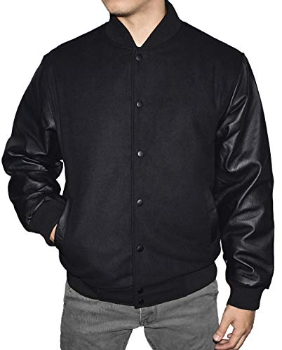 Victory Outfitters Men's Varsity Jacket Leather Sleeve and Wool Blend Letterman College Varsity Jacket Bomber Style Jacket4