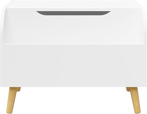 Miniatura 9 de Mancofy Cofre de juguetes de madera, caja de juguetes para niños y organizador de almacenamiento con estantería frontal, tapa abatible, bisagra de