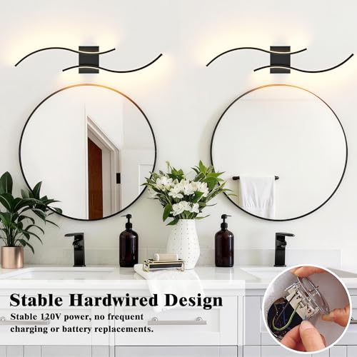Image of KARTOOSH Hardwired LED Vanity Lights for Bathroom | 2 Pack 31.5 Inch, 3CCT Dimmable, Waterproof, Rustproof, Bathroom Light Fixtures Over Mirror