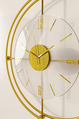 Image of Lavipen Gold Lux Wall Clocks for Living Room, 50cm Large Modern Silent Wall Clock, Gold Clock with No Ticking, Scandinavian Design with Sweep Movement, for Home Decor
