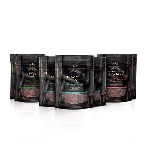 SNACKIES Vorteils-Set Pferd 6+1 Pack (à 170g) Premium Snacks für Hunde ohne Zusatz von Getreide, Zucker, Farb-, Aroma- und Konservierungsstoffe, schonend luftgetrocknete Leckerli