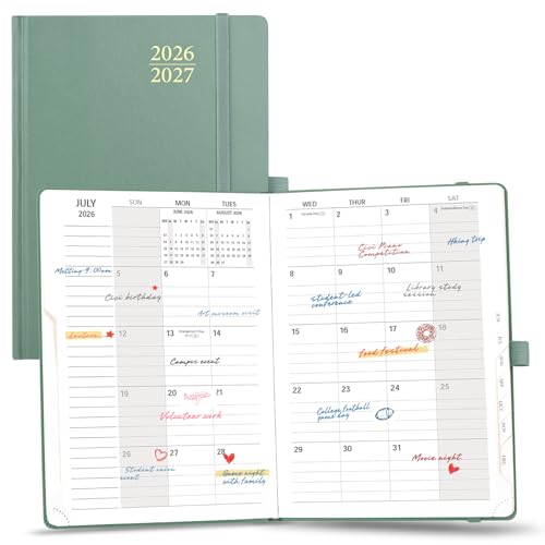 POPRUN Monthly Planner 2026-2027, 6.25" x 8.5", 18 Month (Jul 2026 - Dec 2027) Calendar Book, Academic Calendar Planner with Monthly Tabs, Inner Pocket, Hard Cover, 100GSM Paper - Midnight G