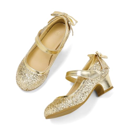 Image of K KomForme Girls Dress Shoes Toddler Glitter Mary Jane Heels | Princess Pumps,Party Wedding Shoes