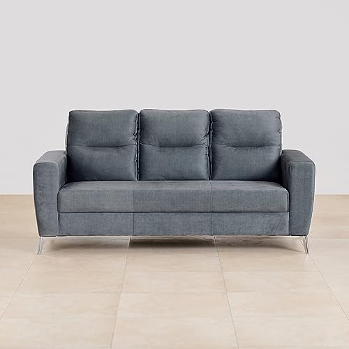 Image of Home Centre | Helios Vive | 5 Seater | Fabric|Solid Wood | Sofa Sets | Grey | Sofa Set 3+1+1 | 1 Year Warranty