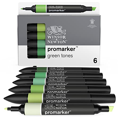 Winsor &Amp; Newton - Set 6 Rotuladores Promarker Verdes En Oferta Winsor &Amp; Newton Promarker, Tonos Verdes, Set De 6