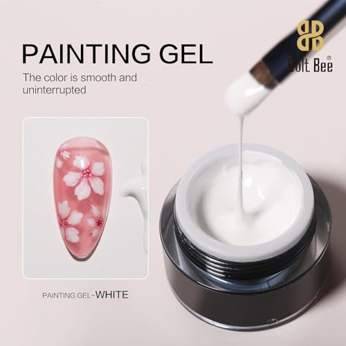 Image of Bolt Bee Professional Painting Gel for Nail Art Gel for Drawing Lines, Monochrome & Colored Designs - Smooth, Highly Pigmented Nail Art (White, 8g)