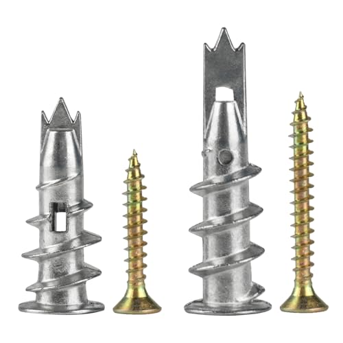 90 Pcs Heavy Duty Self Drilling Plasterboard Fixings, Plasterboard Wall Plugs and Screws, Metal Raw Plugs and Screws, Dry Wall Anchor Cavity Drywall Screws for Plaster Boarding Wooden Boards