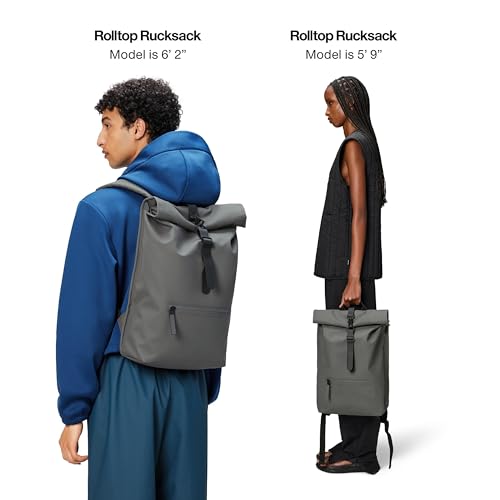 Image of RAINS Rolltop Rucksack - Waterproof Backpack with Chest Strap, Standard