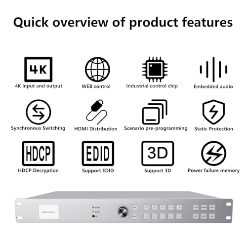 Matriz HDMI 8 entradas 8 salidas 4K compatible con audio DTS-HD Master Audio 7
