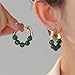 QLYOVWE Bohemian Bead Hoop Earrings for Women Handmade Round Turquoise Earrings 14K Gold Plated Huggie Earring Holiday Reiki Jewelry Gift (Malachite)