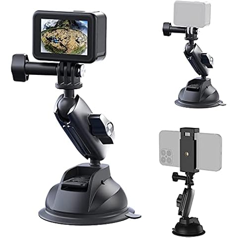 REYGEAK Suction Cup Mount for Gopro, 360° Rotation Heavy Duty with 1/4 Thread for GoPro Hero, SJCAM, Sony, DSLR, Nikon, and Other Action Camera Cover