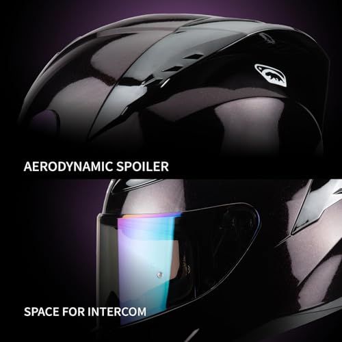 Image of HAX Onix Full Face Motorcycle Helmets DOT Approved, Pinlock Ready & Intercom Slot , Motorbike Powersports Street Racing for Men Women(Midnight Purple, XXL)