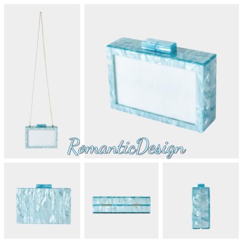 Image of RomanticDesign Women Acrylic Handbag Rattan Woven Pattern Square Box Crossbody Handbag Shoulder Bag Chain Purse