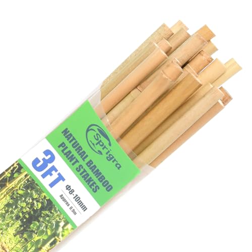 Sprigra Bamboo Stakes 3FT 30pcs 36 inch Garden Stakes Multi-Purpose Bamboo Plant Support Stakes for Tomatoes Beans Peppers Flowers Potted Maintain the Plant Posture Strengthen and Stem