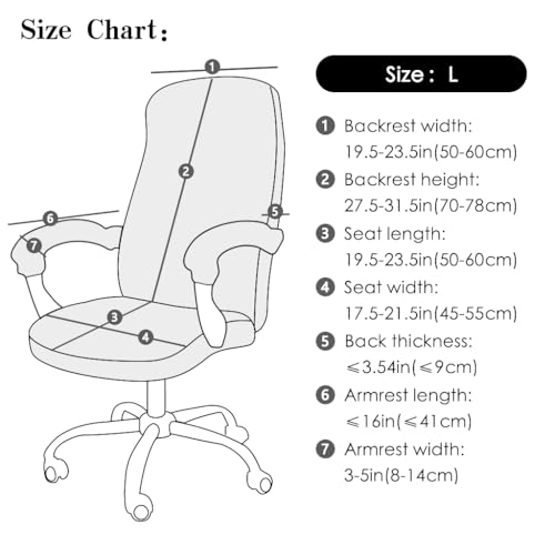 Image of FORCHEER Office Chair Cover Water Repellent Jacquard Armrest Swivel Chair Slipcovers Removable Stretch Universal Computer Chair Cover L with Chair Arm Cover 2P-Purple