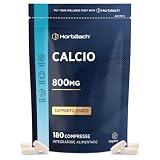 Calcio Integratore 800mg | di Calcio Carbonato per Dose Giornalera | ad Alto Dosaggio | 180 Compresse Vegane | Horbaach