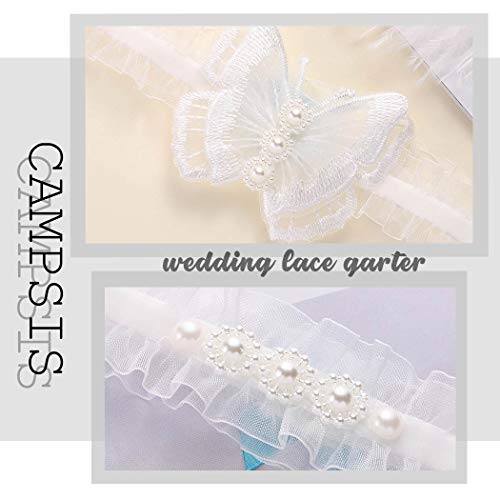 Campsis Wedding Garter Set Pearl Lace Garter Belt With Butterfly Design Bridal Sexy Leg Garters For Women Pack Of 2 #TOP3
