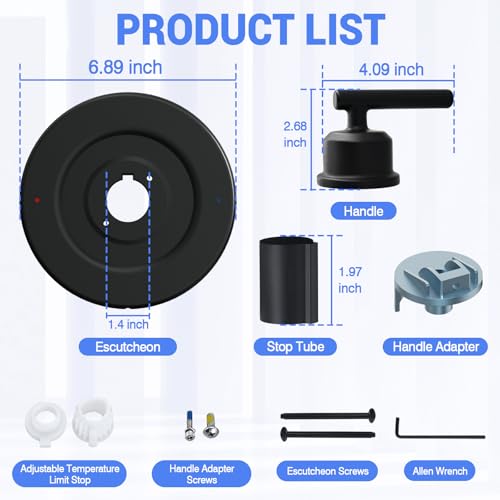 Kit de recambio actualizado para manija de ducha Moen Gibson T2901BL, manija única, compatible con válvula Moen Posi-Temp, negro mate miniatura 5