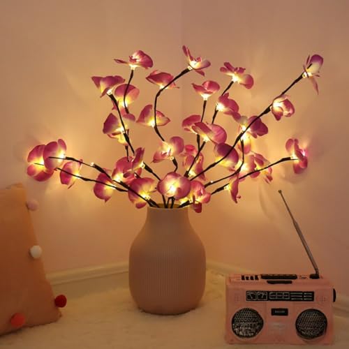 Image of Ulalaza 70cm 2 Branches 40 LED Bulbs Twig Lamp Battery Operated LED Lighted Willow Branches Vase Fillers Use for Christmas Home Party Decoration Indoor Outdoor