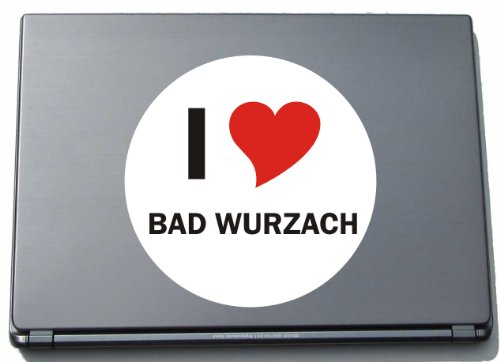 I Love Sticker Decal Adesivo su portatile Laptop Skin 297 mm con città nome Bad Wurzach