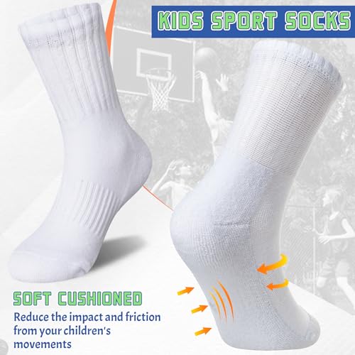 Image of SeeyAN Kids Socks Boys Crew Athletic Half Cushioned Cotton Sport Running Breathable Socks 6 Pairs